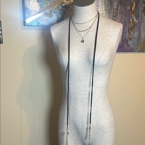 #77. Elegant Black and Silver Necklace Set